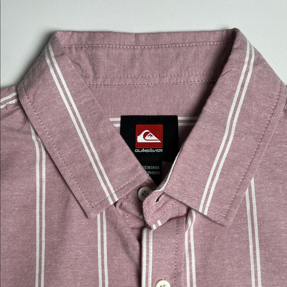 Quiksilver Men's Casual Pink and White Striped Shirt 100% Cotton - Picture 5 of 7